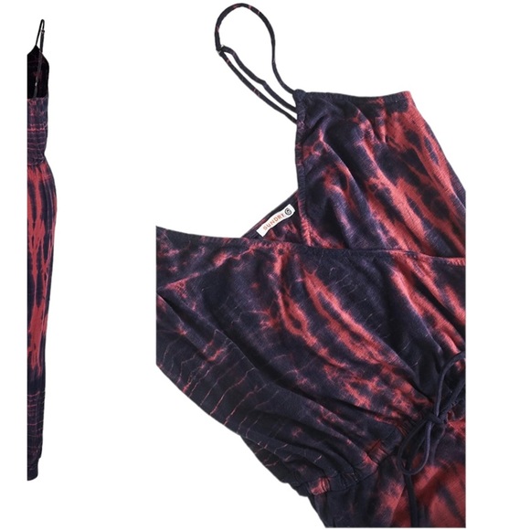 Sundry Wrap Front Spaghetti Strap Jumpsuit in Navy & Sailor Red - Picture 3 of 13